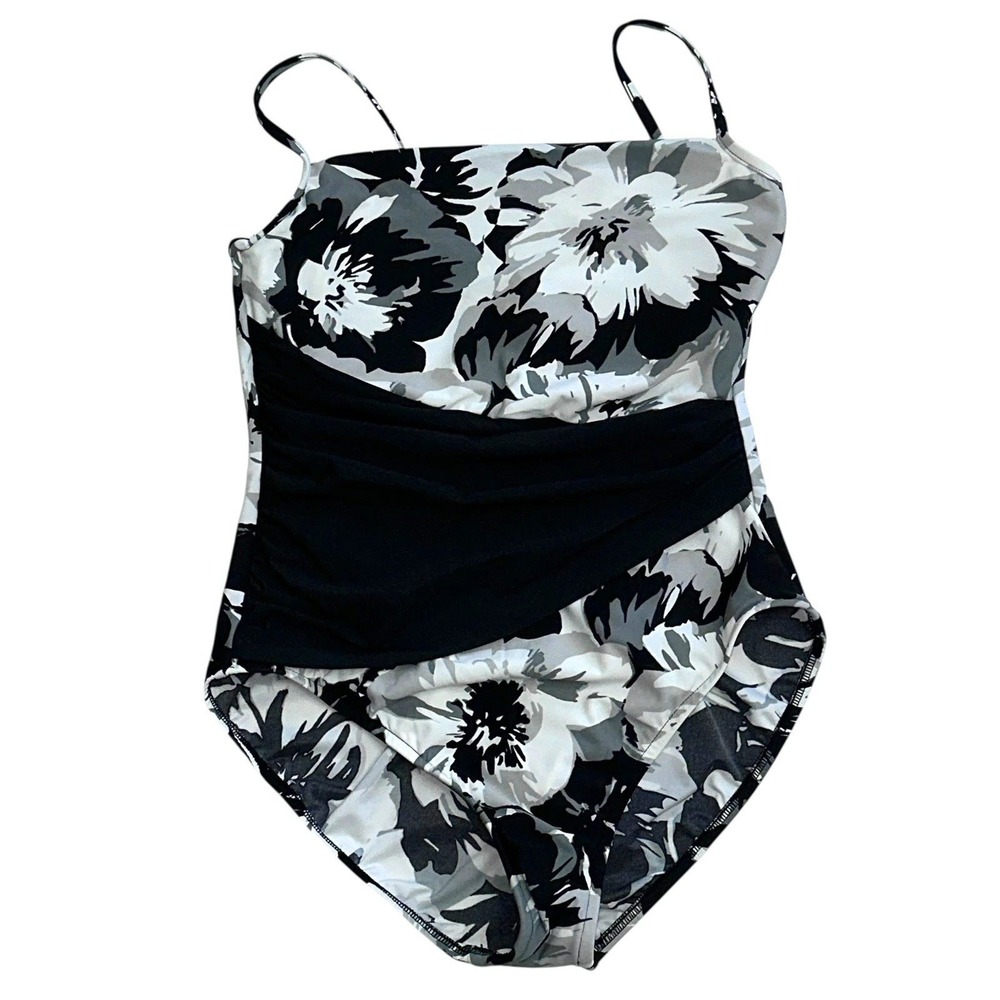 Magicsuit Rouched One Piece Swim Suit Floral Adjustable Straps Women's Size 16